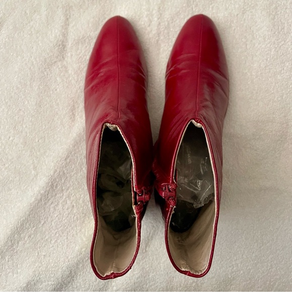 Zara Red Leather Ankle Booties - Picture 7 of 13